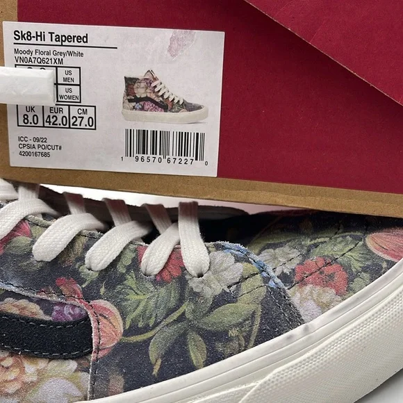 Vans Men’s Moody Floral Sk8-Hi Tapered Sneakers Grey/White
VN0A7Q621XM - Picture 16 of 16
